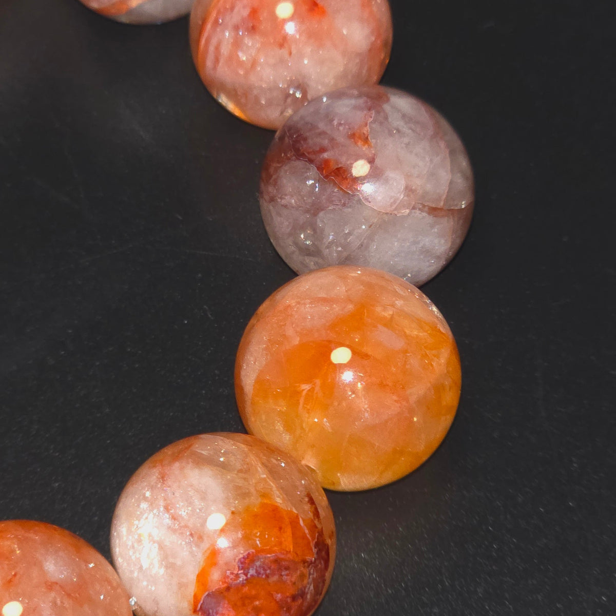 【Cat's Eye】Natural Red and Yellow Crystal Bracelet with Inclusions | 17mm · 17cm Wrist
