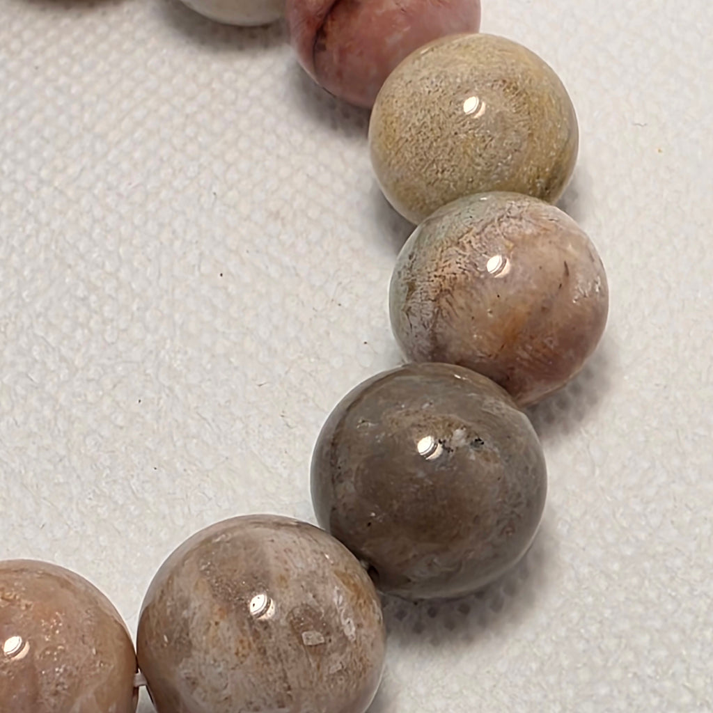 【靈貓之眼】天然老礦彩油畫菊花石手鏈｜15mm・手圍 17cm