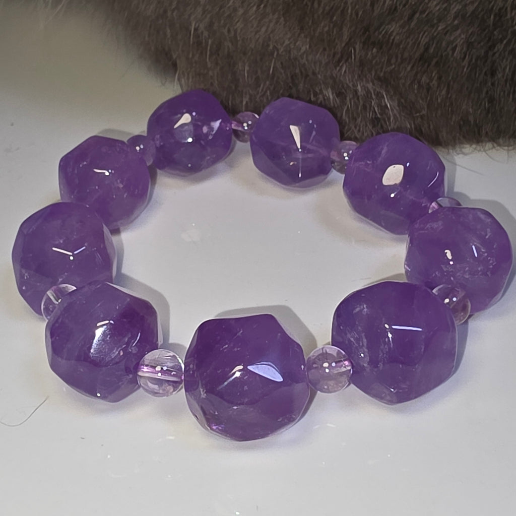 18mm, 17cm手圍 隨形巴西紫水晶手串 | 頂輪心靈淨化