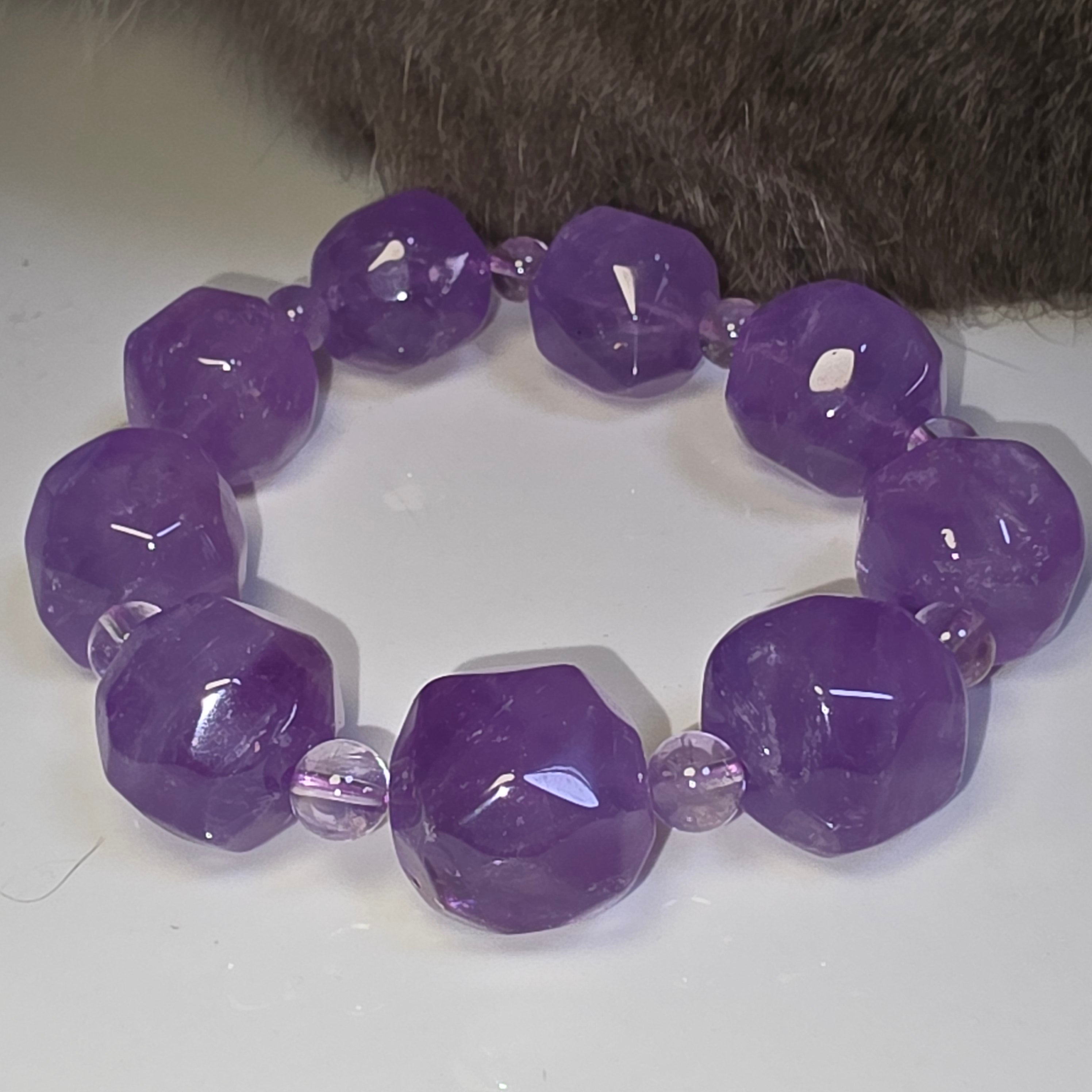 18mm, 17cm手圍 隨形巴西紫水晶手串 | 頂輪心靈淨化