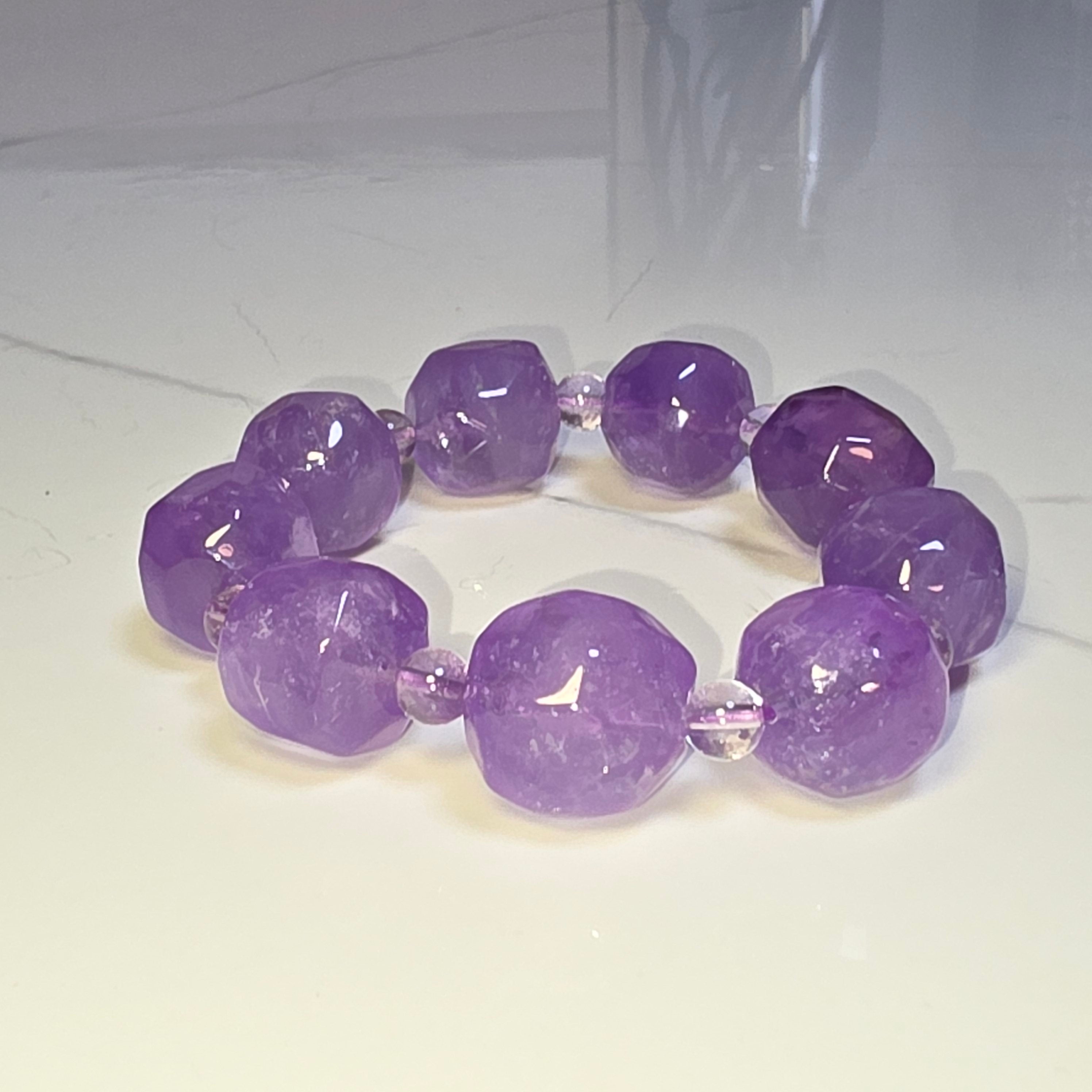 18mm, 17cm手圍 隨形巴西紫水晶手串 | 頂輪心靈淨化