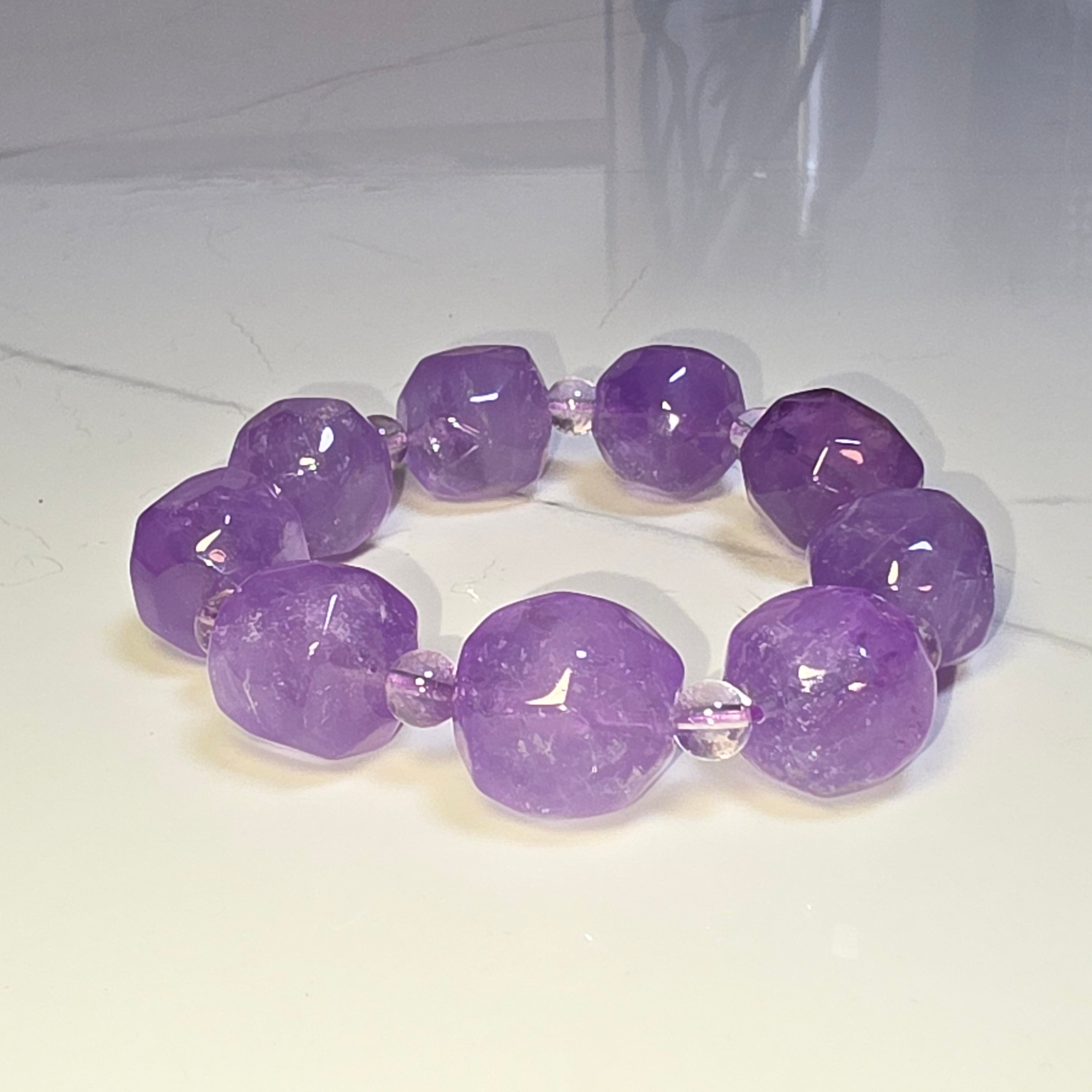 18mm, 17cm手圍 隨形巴西紫水晶手串 | 頂輪心靈淨化