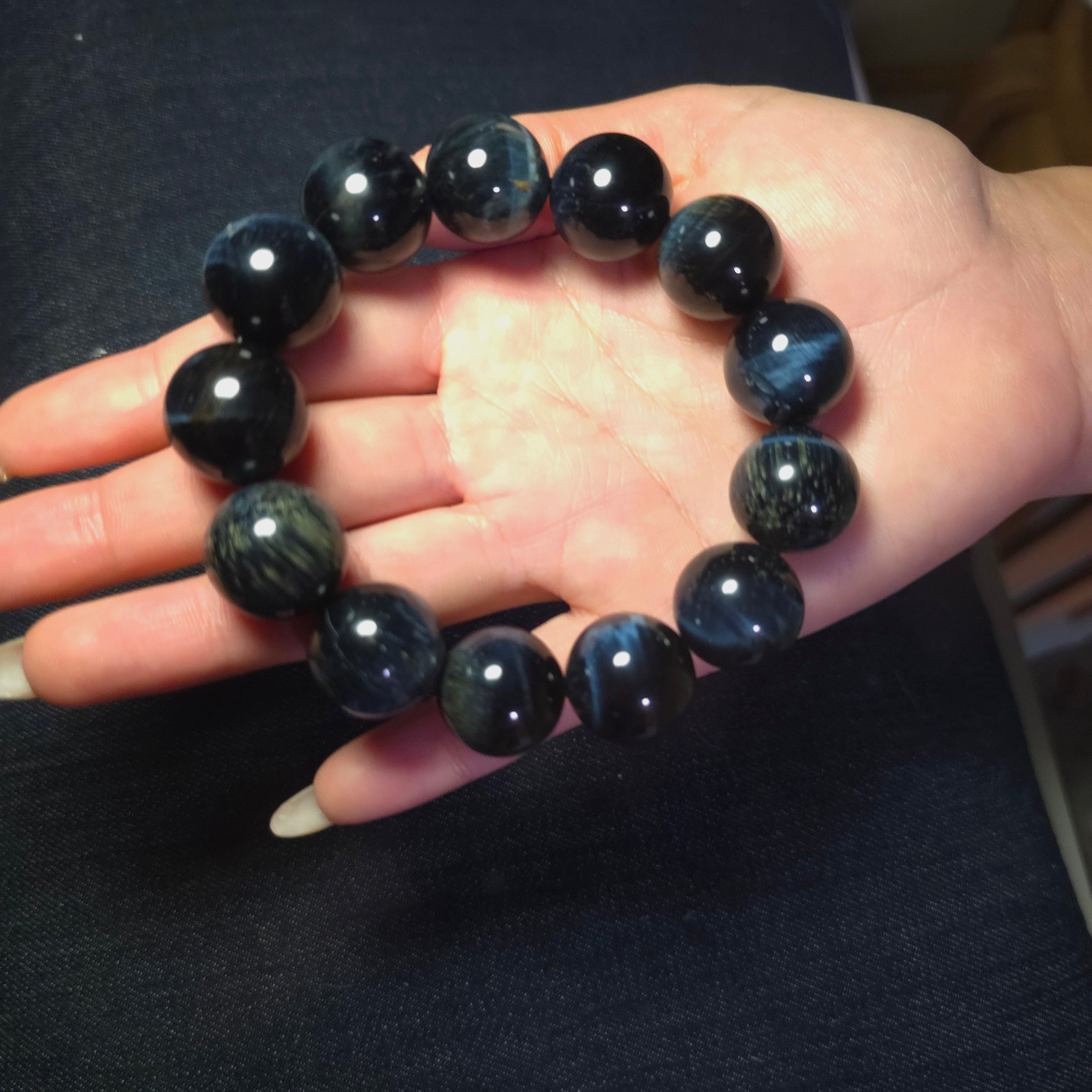 [Cat's Eye] 18mm Natural Blue Tiger's Eye Bracelet