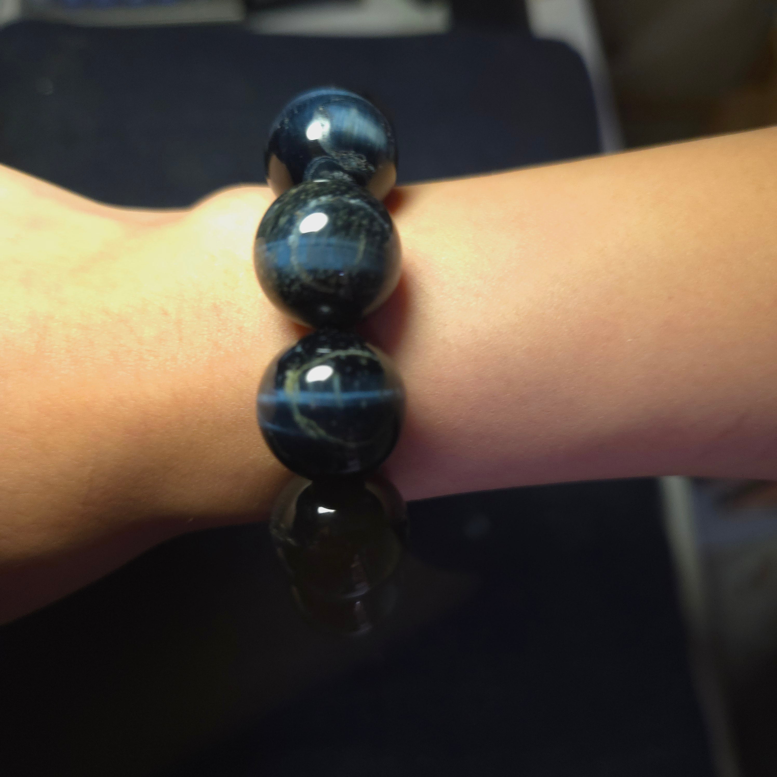 [Cat's Eye] 18mm Natural Blue Tiger's Eye Bracelet