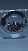 銀曜花手串｜9mm・16cm | Silver Obsidian Flower Bracelet