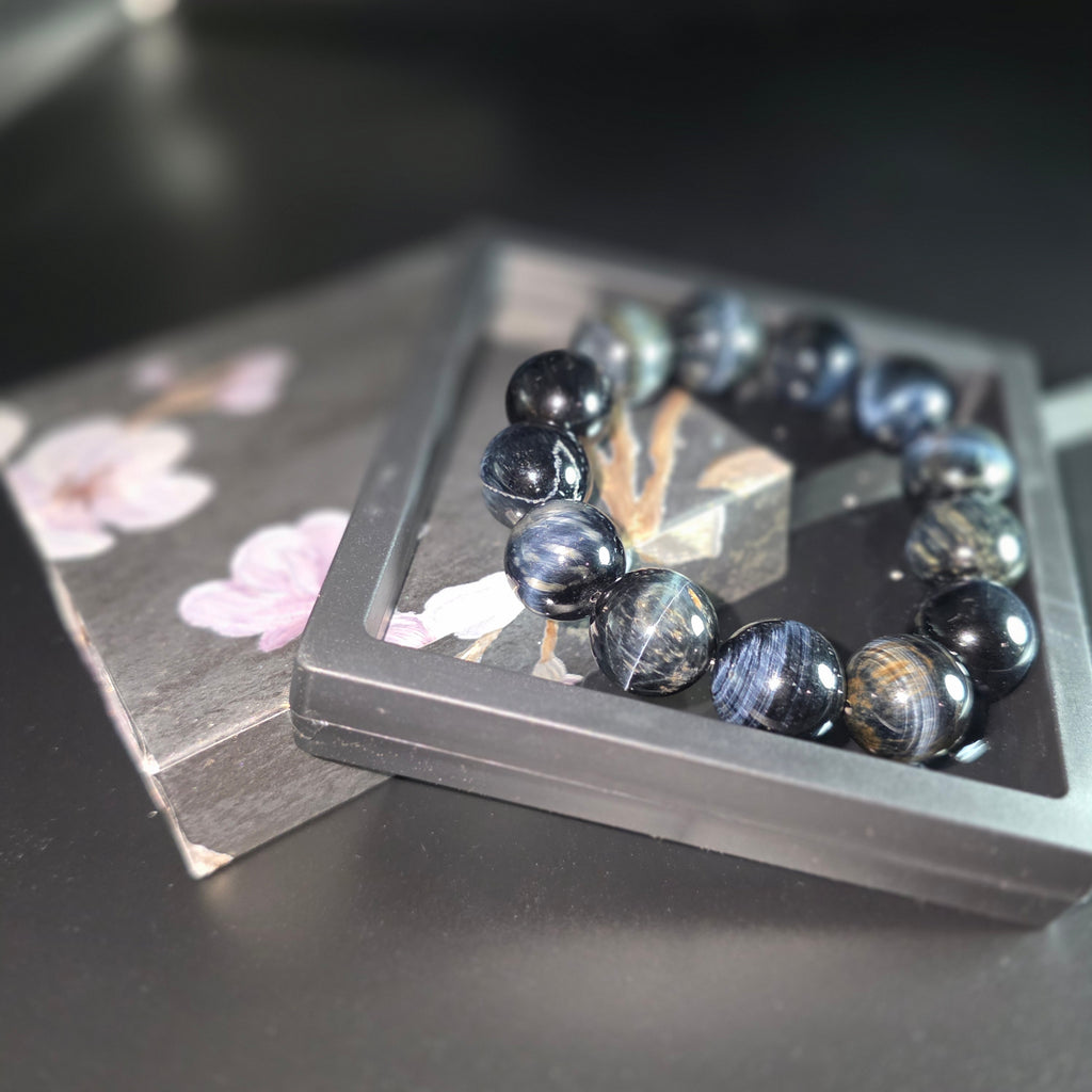 [Cat's Eye] 18mm Natural Blue Tiger's Eye Bracelet