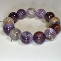 【 Spirit Cat's Eye - Manager Piggy's Select 】Natural Old Mine Purple Phantom Quartz Bracelet | 19mm Rare Oversized Beads・18cm Large Wrist Size