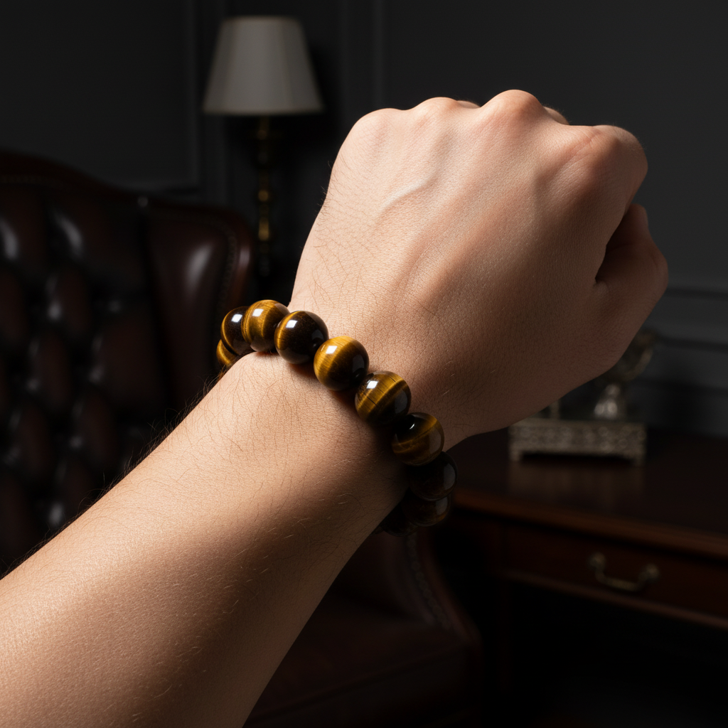 【Cat's Eye】14mm Top Grade Old Mine Yellow Tiger Eye Bracelet 17cm Wrist Size｜Natural Strong Cat's Eye Effect Dominant Business Wealth Attraction Protection Field✨