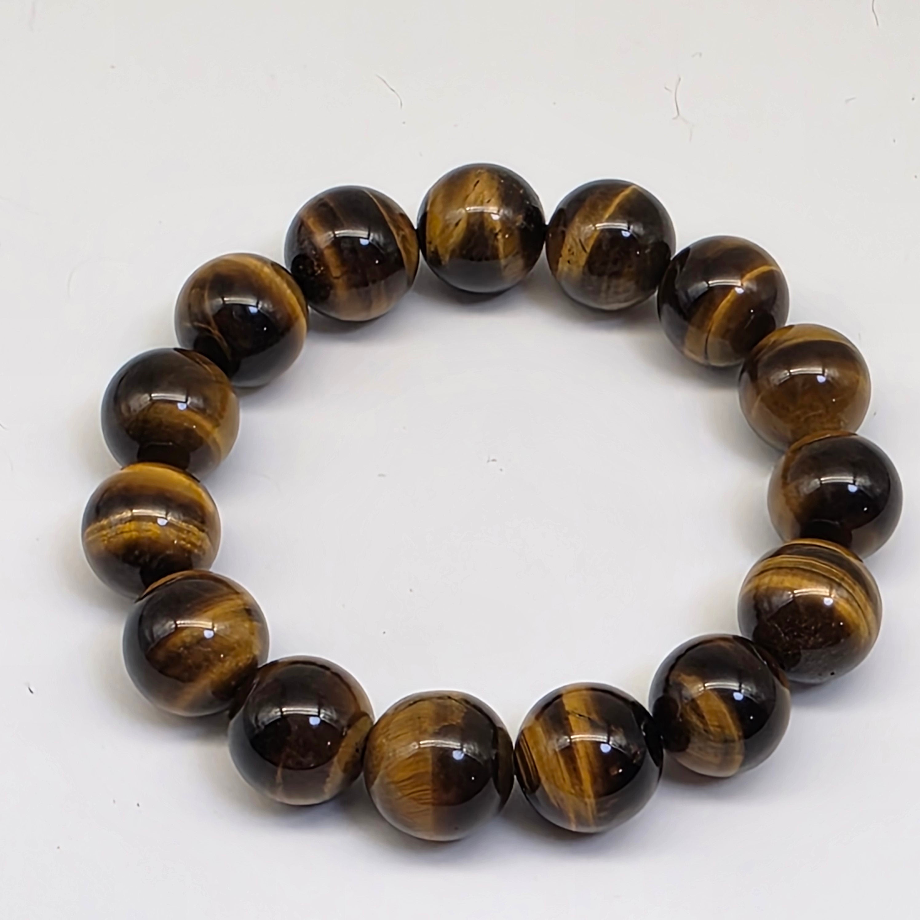 【靈貓之眼】天然黃虎眼石手串｜14mm・手圍 17cm